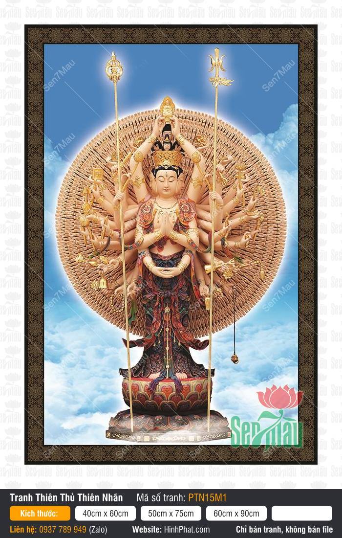 Hình Quan Âm Thiên Thủ Thiên Nhãn PTN15M1 Hình Quan Âm Thiên Thủ Thiên Nhãn PTN15M1 đức Bồ Tát nghìn tay đứng giữa trời xanh
