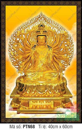Bồ Tát Thiên Thủ Thiên Nhãn PTN68, ánh kim sắc tọa tòa báu