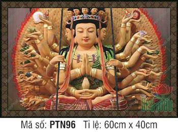 Đức Quan Âm Thiên Thủ Thiên Nhãn PTN96, y phục xanh đỏ rực rỡ