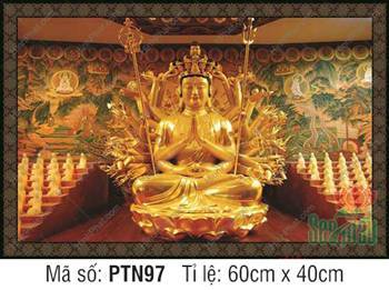Hình Bồ Tát Thiên Thủ Thiên Nhãn PTN97, hào quang vàng kim rực rỡ