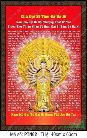 Hình Quan Âm Thiên Thủ Thiên Nhãn PTN62, nền kinh Chú Đại Bi