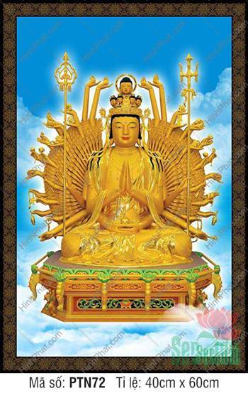 Hình Thiên Thủ Thiên Nhãn Đẹp PTN72, kim thân rực sáng