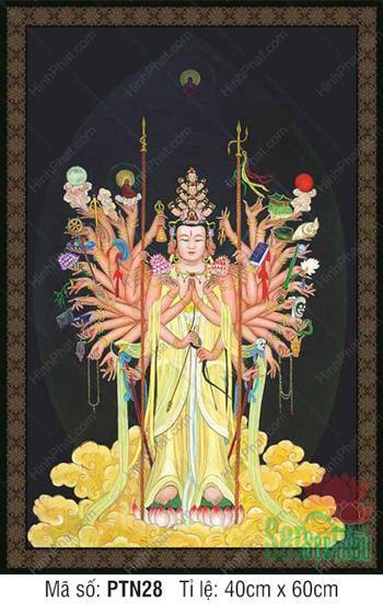 Thiên Thủ Thiên Nhãn PTN28, tôn tượng đứng trên mây vàng rực