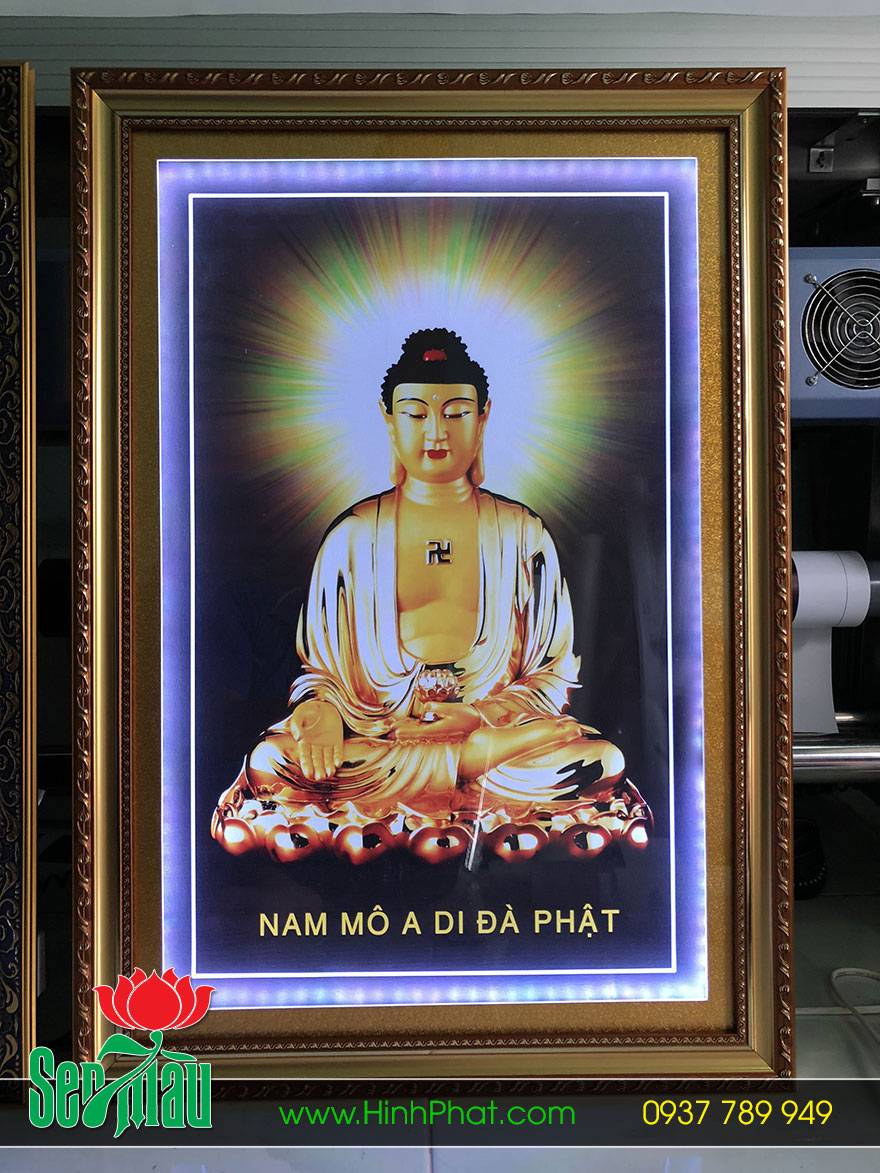 Tranh Phật gắn đèn led 7 màu