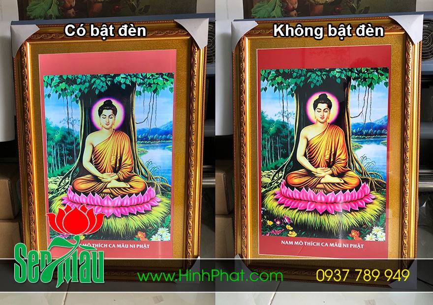 Tranh Phật gắn đèn