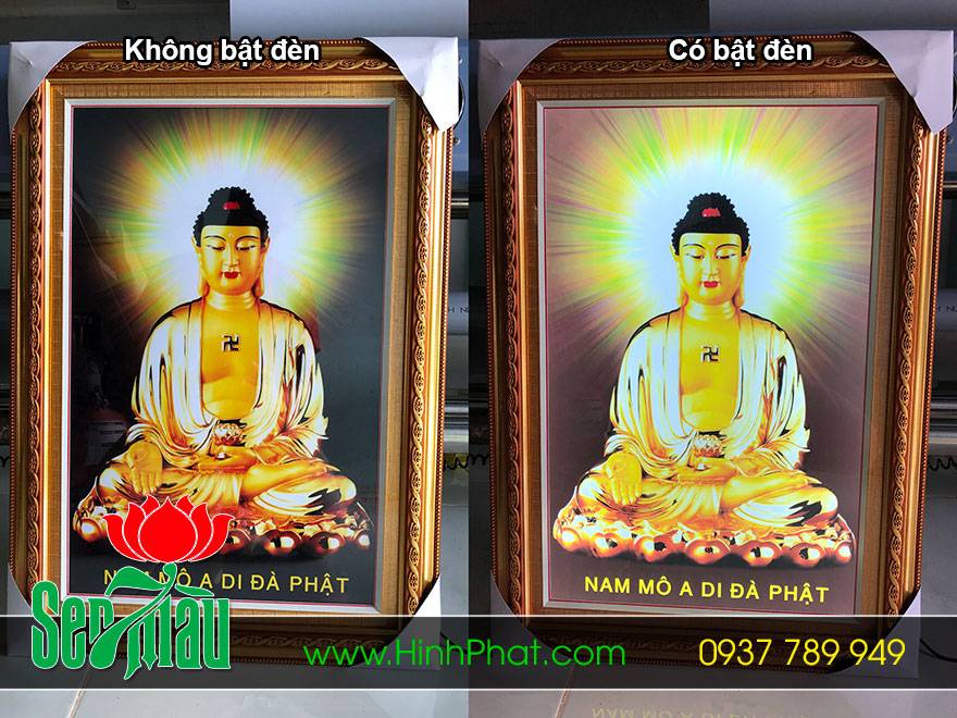 Tranh Phật gắn đèn
