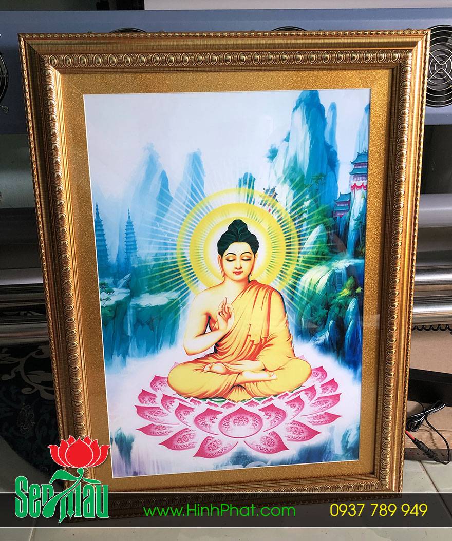 Tranh Phật gắn đèn