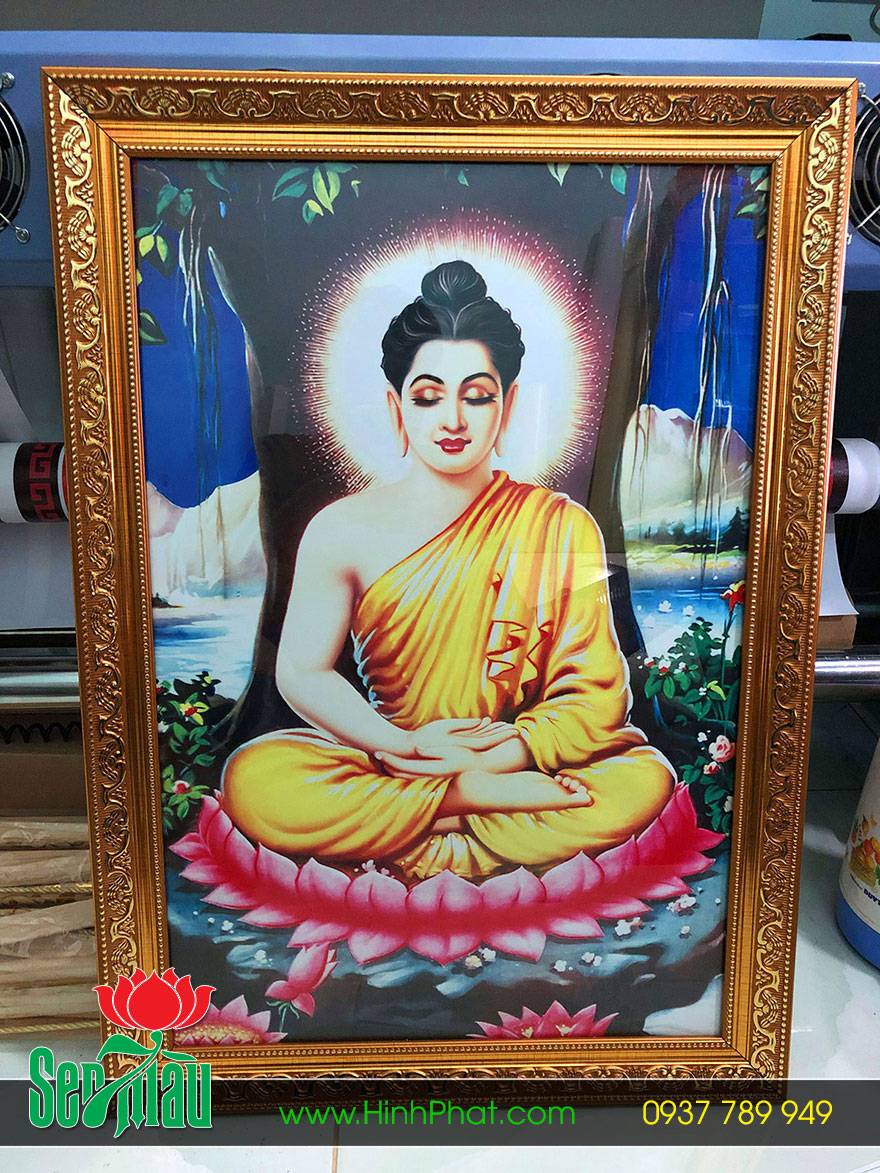 Tranh Phật vào khung lộng kính