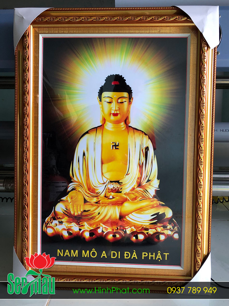Tranh Phật vào khung lộng kính