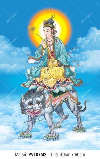 Văn Thù Sư Lợi PVT07M2, tôn tượng Bồ Tát cưỡi linh thú oai nghiêm