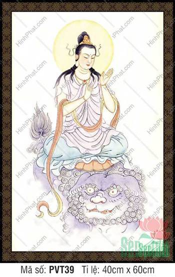 Hình Văn Thù Bồ Tát PVT39, pháp tướng thanh tịnh trên lưng sư tử