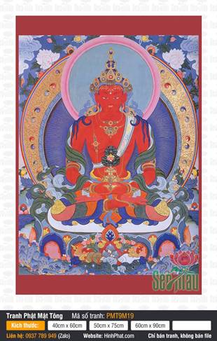 Phật Vô Lượng Thọ PMT9M19, nét vẽ sắc đỏ phong cách thangka