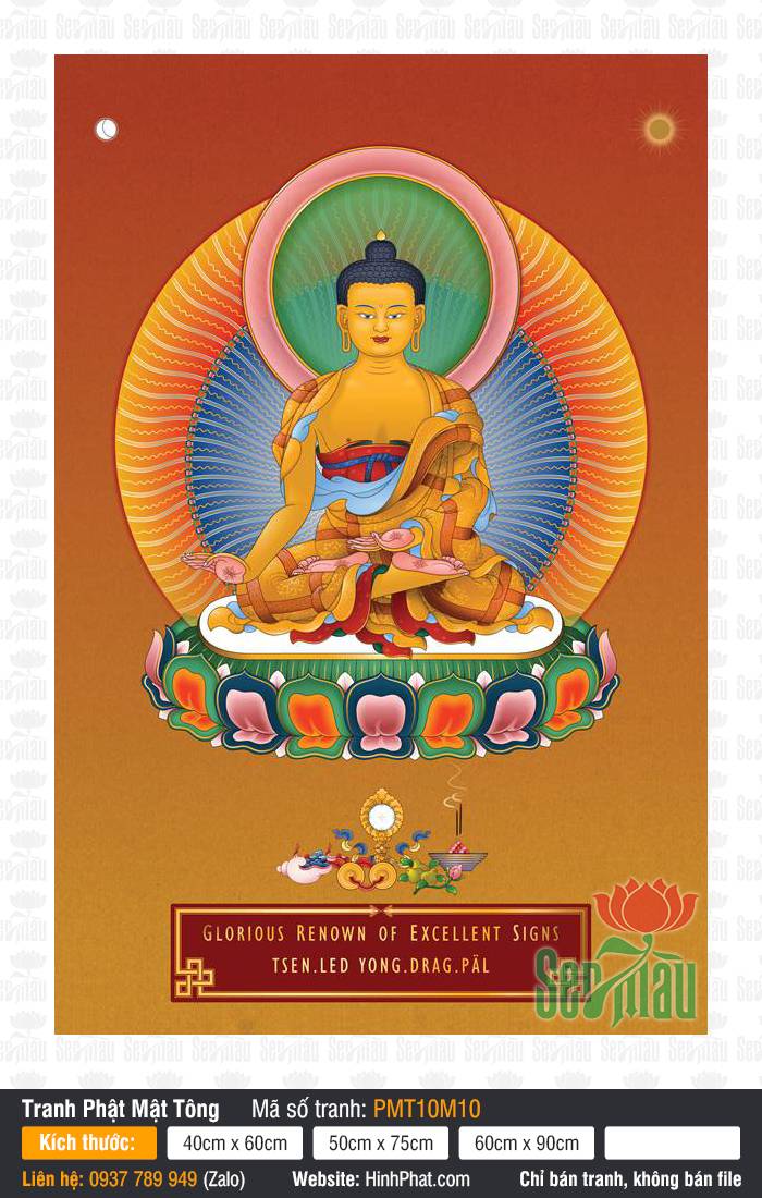 Medicine Buddha Bhaisajyaguru PMT10M10 Medicine Buddha Bhaisajyaguru PMT10M10 toàn thân sắc vàng kim ngồi thiền trên tòa sen quý
