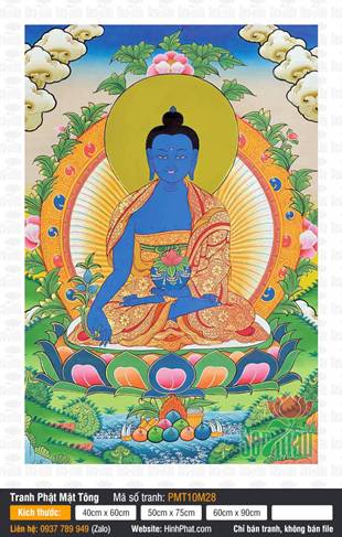 Medicine Buddha Bhaisajyaguru PMT10M28, sắc xanh lưu ly thanh tịnh