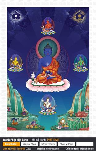 Medicine Buddha PMT10M2, họa hình Đức Dược Sư sắc xanh lam