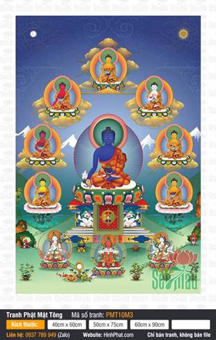 The Medicine Buddha PMT10M3, tôn ảnh Đức Phật Dược Sư sắc xanh lam