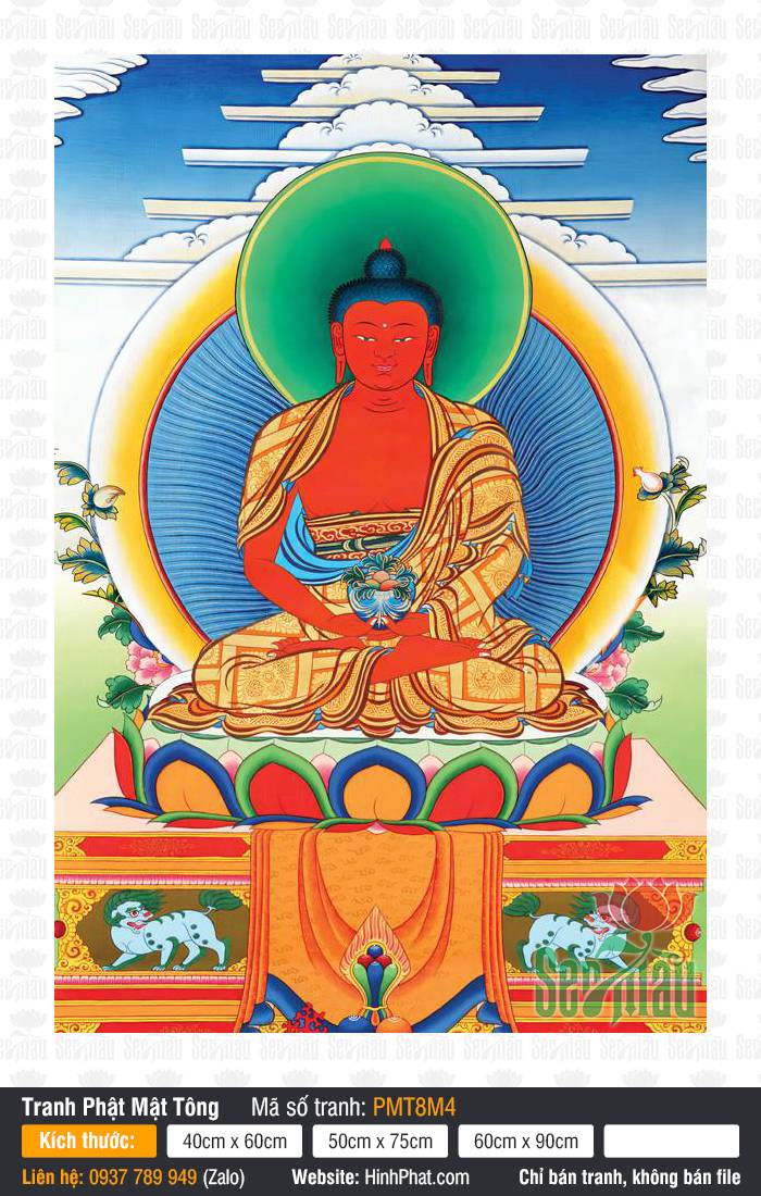 Buddha Amitabha PMT8M4 Buddha Amitabha PMT8M4 khắc họa Đức Phật A Di Đà sắc thân đỏ ngự tòa sen