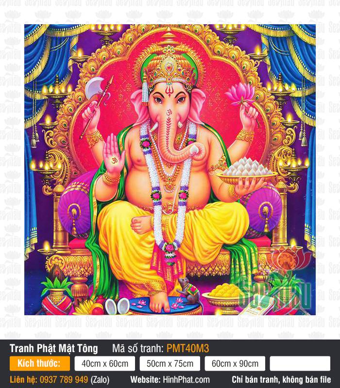 Ganesha Thần Đầu Voi PMT40M3 Bức Ganesha Thần Đầu Voi PMT40M3 ngự ngai vàng tôn nghiêm