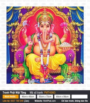 Ganesha Thần Đầu Voi PMT40M3 Ngự Trên Ngai Vàng May Mắn