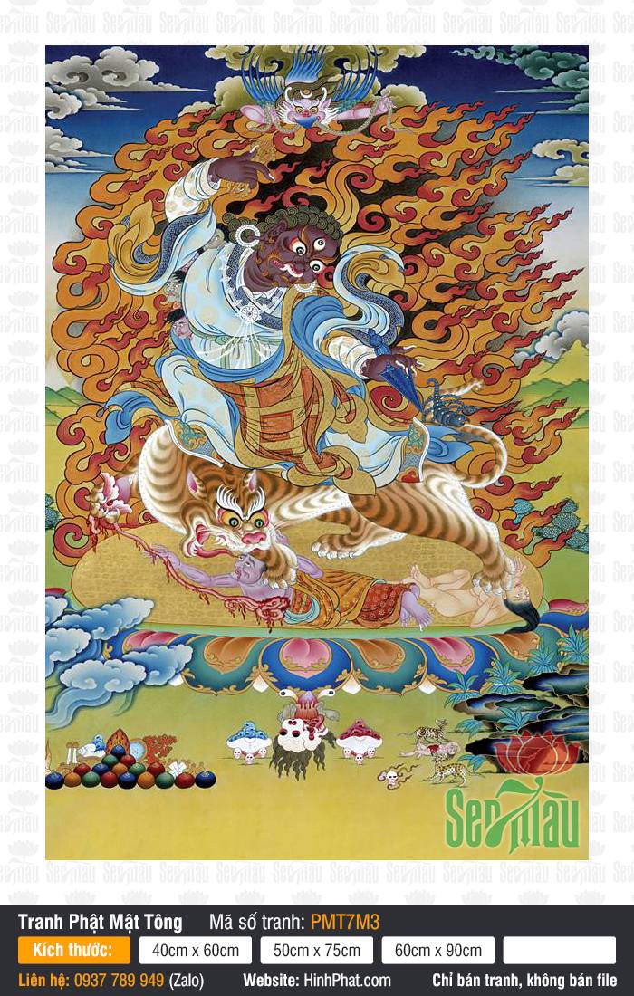 Guru Dorje Drolo PMT7M3 Guru Dorje Drolo PMT7M3 hình tượng Kim Cương Phẫn Nộ cưỡi cọp cái oai nghiêm
