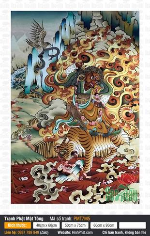 Guru Dorje Drolo PMT7M5, hình ảnh Kim Cương Phẫn Nộ cưỡi cọp dữ