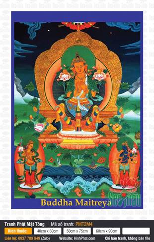 Maitreya Buddha PMT2M4, họa sắc Đức Di Lặc tôn nghiêm