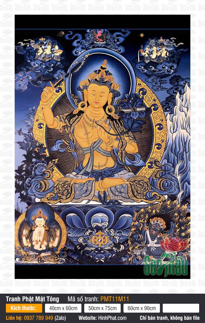 Manjushri Bodhisattva PMT11M11 Manjushri Bodhisattva PMT11M11 sắc thân vàng ngự tòa sen nâng gươm trí tuệ