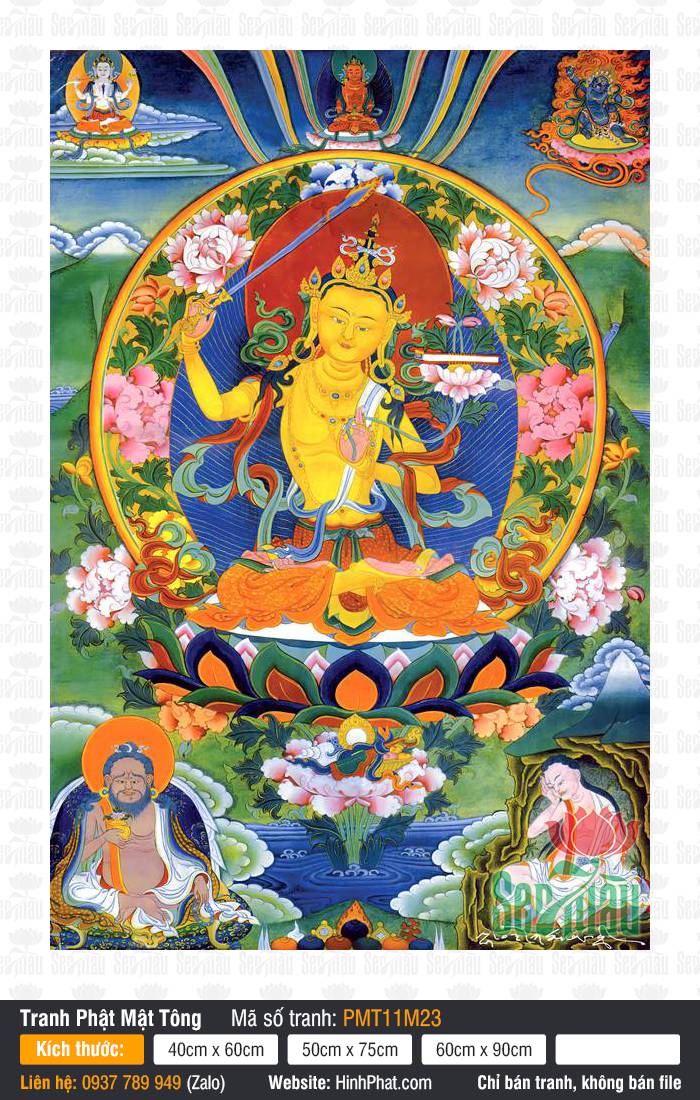 Manjushri Bodhisattva PMT11M23 Bức tranh Manjushri Bodhisattva PMT11M23 khắc họa Đức Văn Thù Sư Lợi tay cầm gươm tuệ