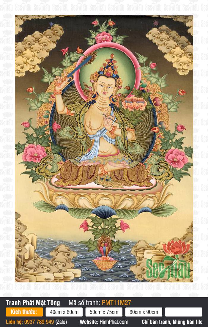 Manjushri Bodhisattva PMT11M27 Manjushri Bodhisattva PMT11M27 sắc thân nguyệt bạch tòa sen