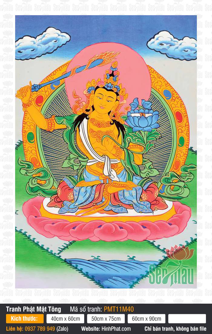 Manjushri PMT11M40 Manjushri PMT11M40 khắc họa Văn Thù Bồ Tát cầm kiếm tuệ trên đài sen