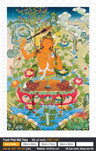Manjushri Bodhisattva PMT11M7, họa tiết sắc nét màu cam vàng