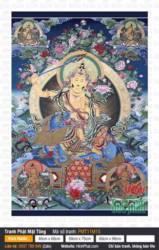 Manjushri Bodhisattva PMT11M15, sắc diện từ bi cưỡi sư tử