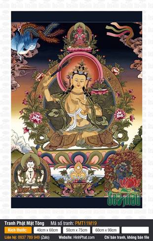 Manjushri Bodhisattva PMT11M19, tôn ảnh sắc thân cam vàng rực rỡ