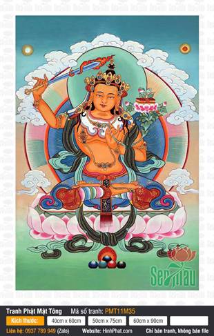 Manjushri Bodhisattva PMT11M35, sắc diện thư thái trên đài sen hồng