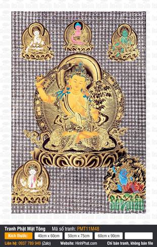 Manjushri PMT11M48, ngự tòa sen trên nền gấm đen