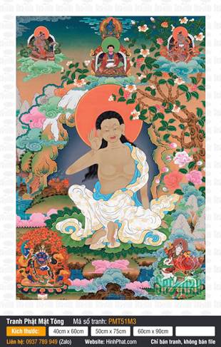Mật-Lặc Nhật-Ba Milarepa PMT51M3, dáng ngồi ghé tai khoác y trắng