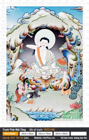 Tranh Milarepa PMT51M6, ngài ngồi thiền trong hang núi tuyết