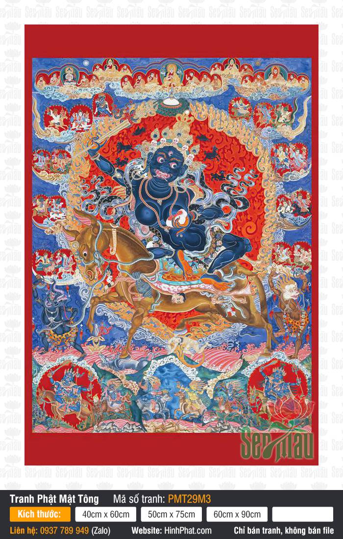 Palden Lhamo PMT29M3 Palden Lhamo PMT29M3 vị Nữ Hộ Pháp cưỡi lừa dũng mãnh giữa quầng lửa
