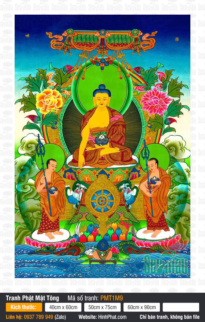 Phật Thích Ca Mâu Ni, Hình Phật Mật Tông PMT1M9 Phật Thích Ca Mâu Ni, Hình Phật Mật Tông PMT1M9 tọa thiền giữa hai đại đệ tử hầu cận