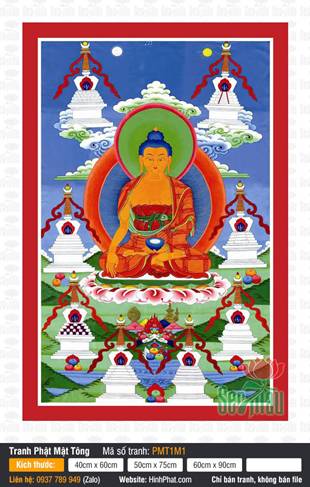 Buddha Shakyamuni PMT1M1, Đức Phật tọa đài sen giữa tám tháp bảo