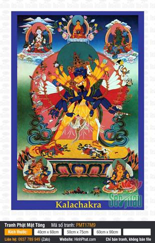 Tranh Kalachakra Thời Luân Kim Cang PMT17M9, sắc tướng xanh phẫn nộ