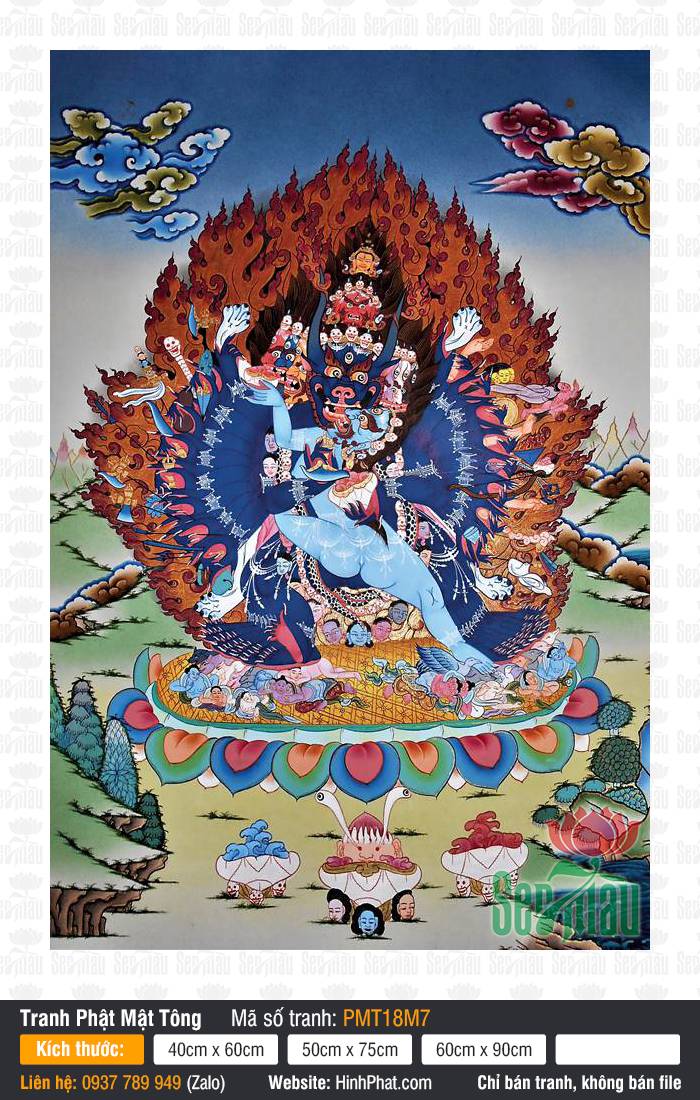 Yamantaka PMT18M7 Yamantaka PMT18M7 khắc họa vị bổn tôn nhiều tay đứng trên tòa sen đạp muôn loài