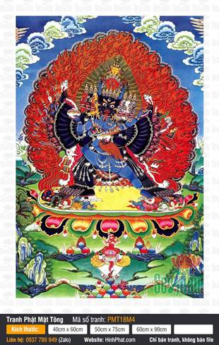 Vajrabhairava PMT18M4, tôn dung diện ngưu phẫn nộ hào quang lửa