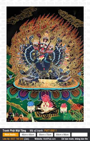 Yamantaka PMT18M11, nét vẽ thần tướng phẫn nộ diện xanh
