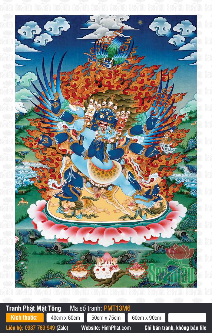 Vajrakilaya - Kim Cang Phổ Ba PMT13M6 Vajrakilaya Kim Cang Phổ Ba PMT13M6 sắc thân xanh dương uy nghiêm dũng mãnh