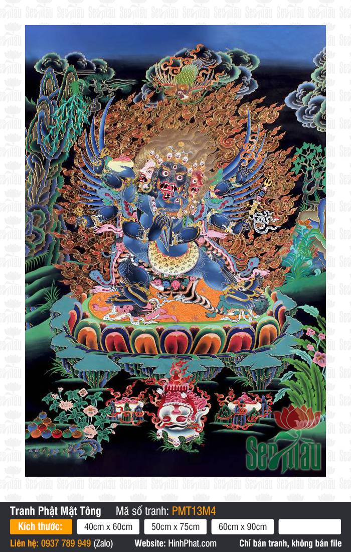 Vajrakilaya PMT13M4 Vajrakilaya PMT13M4 khắc họa Bản tôn diện tướng phẫn nộ và đôi cánh màu xanh lam