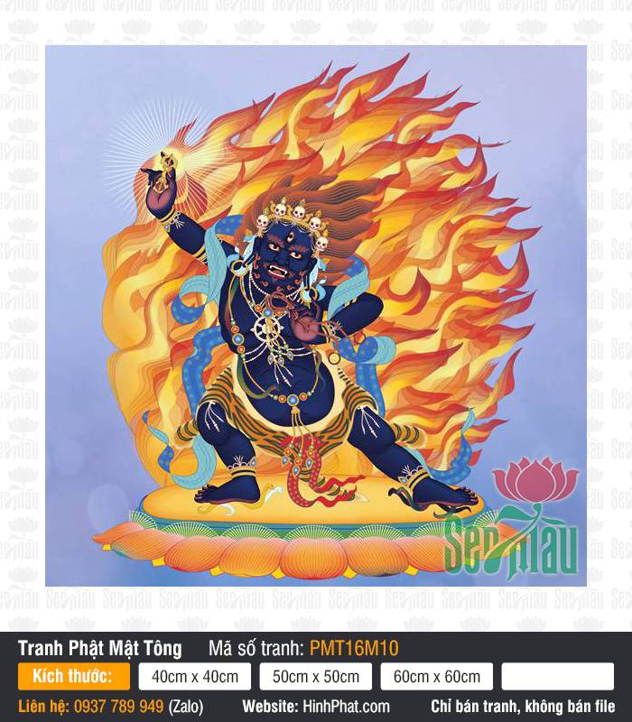 Kim Cương Thủ Bồ tát Vajrapani PMT16M10 Kim Cương Thủ Bồ tát Vajrapani PMT16M10 thân sắc xanh lam đậm giơ chày kim cương