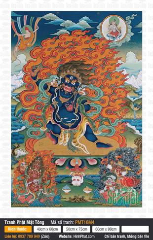 Đức Kim Cương Thủ Vajrapani PMT16M4 phẫn nộ giữa hào quang lửa