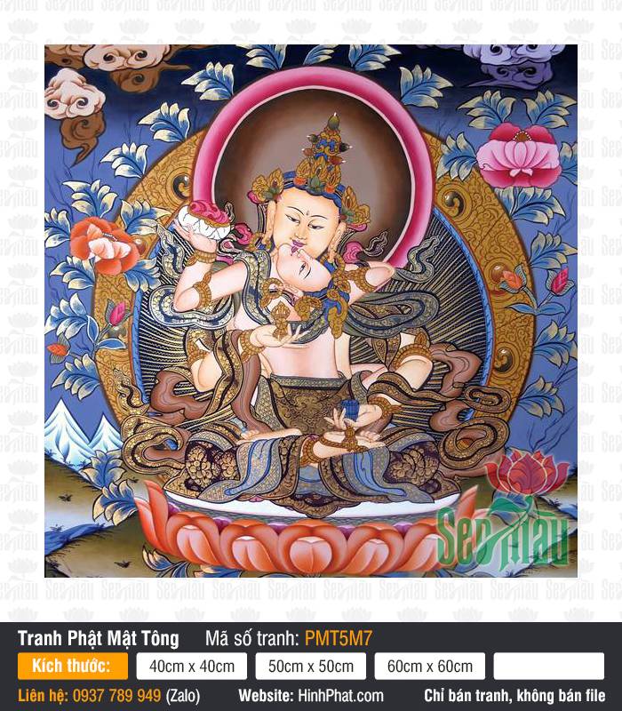 Vajrasattva PMT5M7 Tranh Vajrasattva PMT5M7 Kim Cang Tát Đỏa tòa sen cam hồng