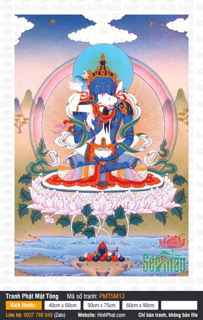 Vajrasattva PMT5M13 Vajrasattva PMT5M13 sắc thân xanh lam ngự tòa sen báu thanh khiết